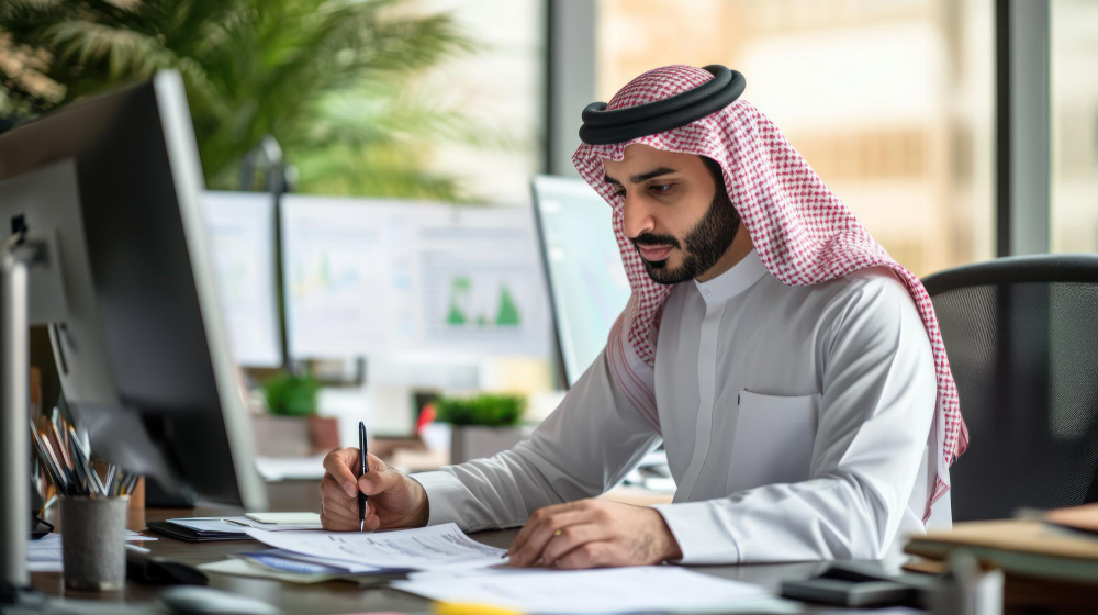 Adult Muslim man learning Quran